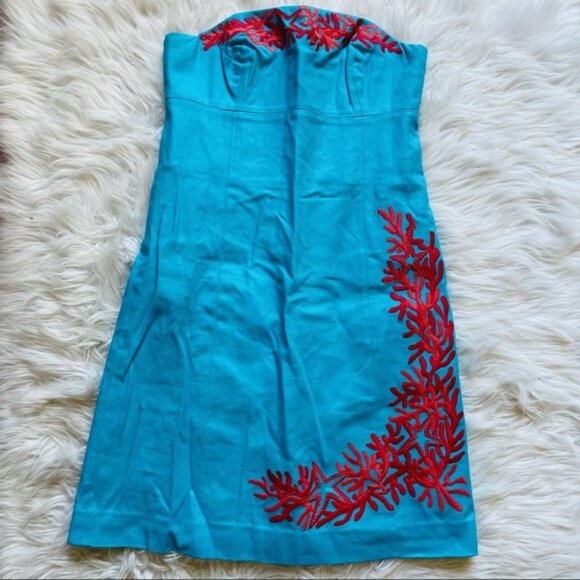 Lilly Pulitzer | Blue and Pink Bowen Mini Dress Coral | Size 00 - Picture 3 of 9